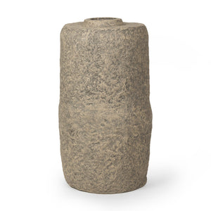 HomeRoots 33" Gray Paper Mache Cylinder Floor Vase - Handcrafted, Eco-Friendly, Vintage Accent for Any Space 608591