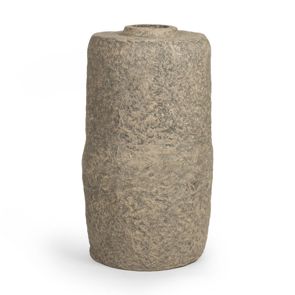 HomeRoots 33" Gray Paper Mache Cylinder Floor Vase - Handcrafted, Eco-Friendly, Vintage Accent for Any Space 608591