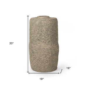 HomeRoots 33" Gray Paper Mache Cylinder Floor Vase - Handcrafted, Eco-Friendly, Vintage Accent for Any Space 608591