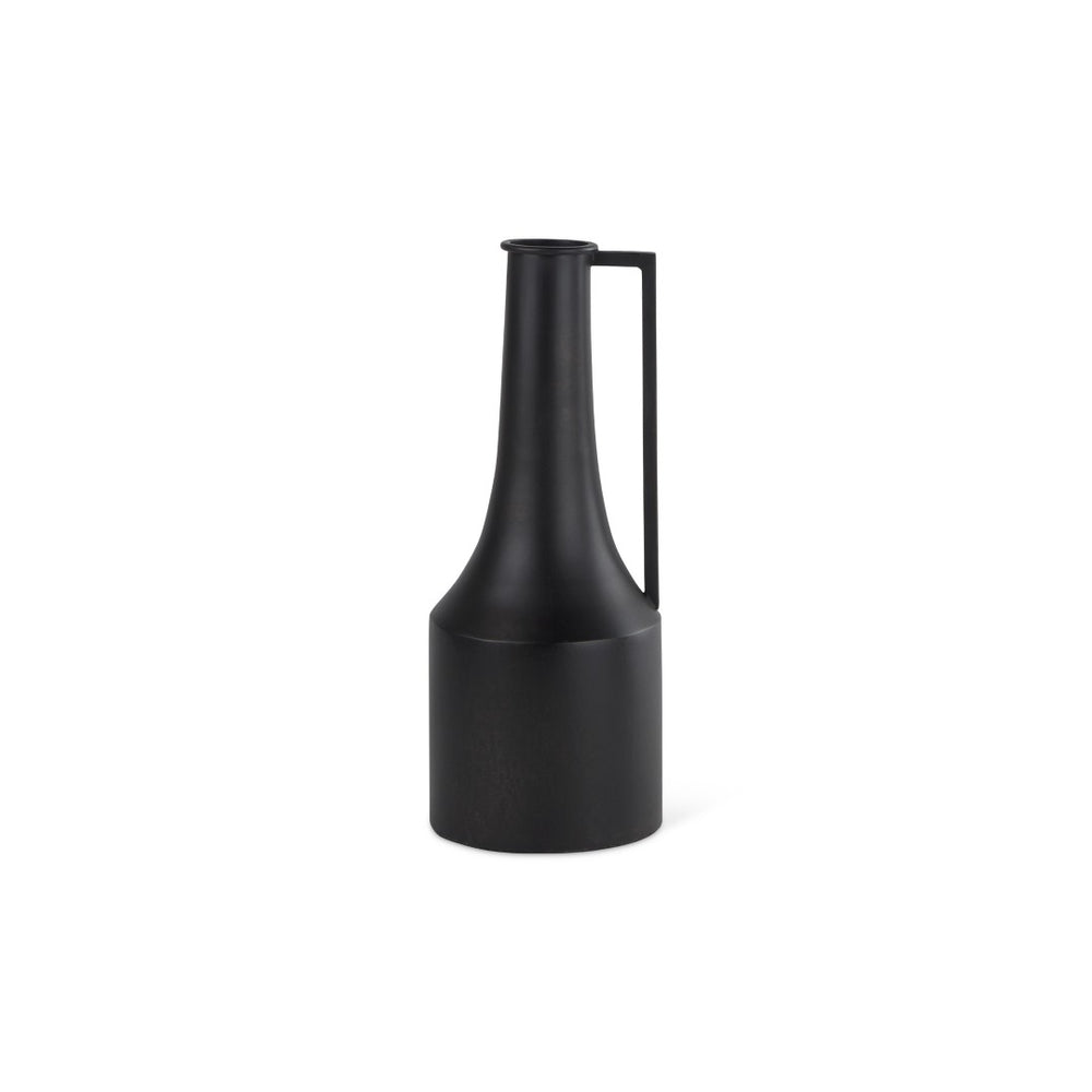 HomeRoots 14" Black Metal Jug Vase - Modern Sculptural Decor for Home, Ideal for Fresh Flowers & Minimalist Style 608597