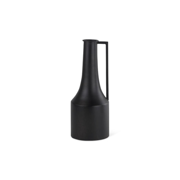 HomeRoots 14" Black Metal Jug Vase - Modern Sculptural Decor for Home, Ideal for Fresh Flowers & Minimalist Style 608597