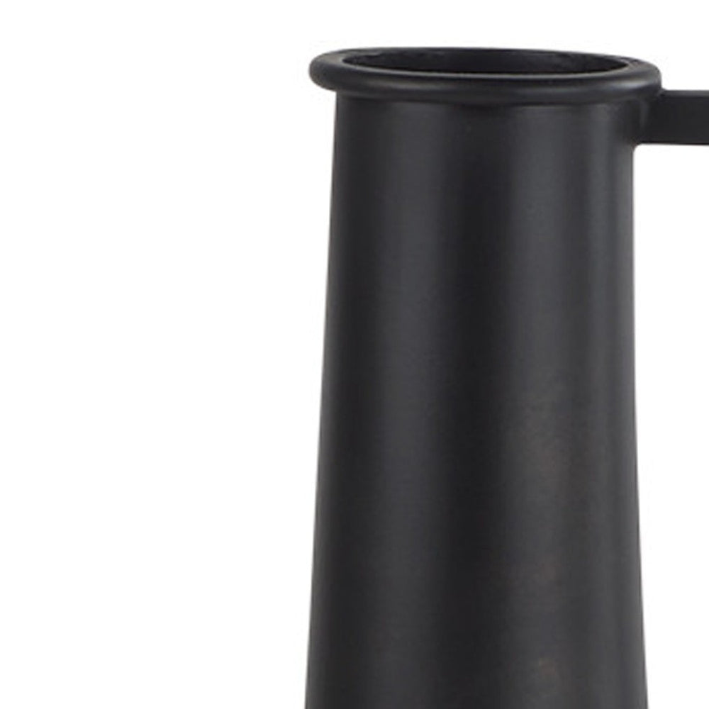 HomeRoots 14" Black Metal Jug Vase - Modern Sculptural Decor for Home, Ideal for Fresh Flowers & Minimalist Style 608597