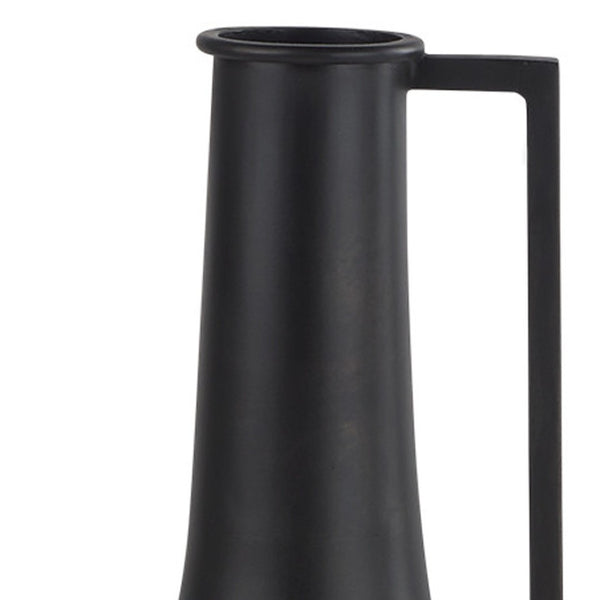 HomeRoots 14" Black Metal Jug Vase - Modern Sculptural Decor for Home, Ideal for Fresh Flowers & Minimalist Style 608597