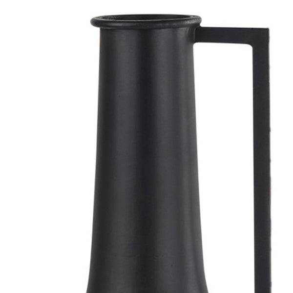 HomeRoots 18" Black Metal Jug Vase - Modern Minimalist Home Décor for Stylish Centerpieces & Unique Gifts 608598