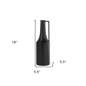 HomeRoots 18" Black Metal Jug Vase - Modern Minimalist Home Décor for Stylish Centerpieces & Unique Gifts 608598