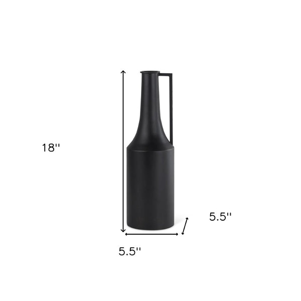 HomeRoots 18" Black Metal Jug Vase - Modern Minimalist Home Décor for Stylish Centerpieces & Unique Gifts 608598