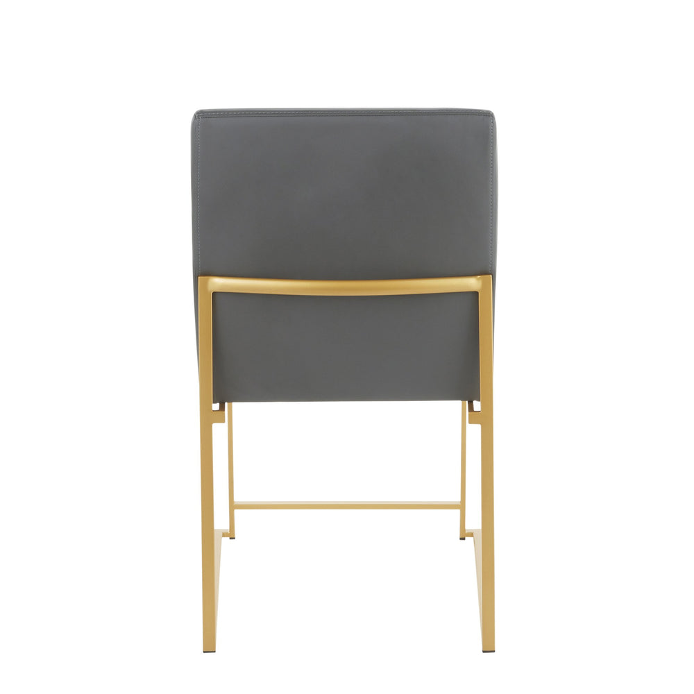 English Elm High Back Fuji Contemporary Dining Chair Set In Gold & Grey Faux Leather - Stylish & Comfortable Design B202P223541