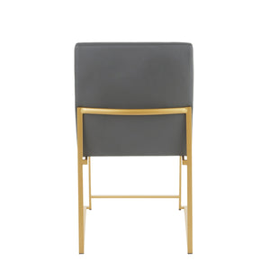 English Elm High Back Fuji Contemporary Dining Chair Set In Gold & Grey Faux Leather - Stylish & Comfortable Design B202P223541