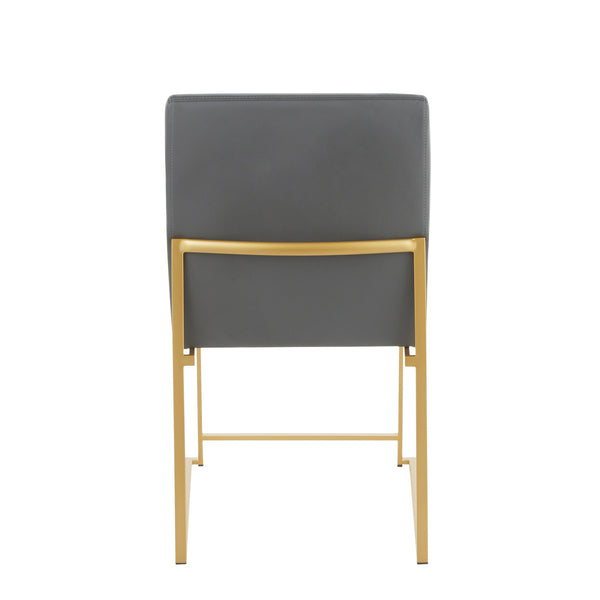 English Elm High Back Fuji Contemporary Dining Chair Set In Gold & Grey Faux Leather - Stylish & Comfortable Design B202P223541