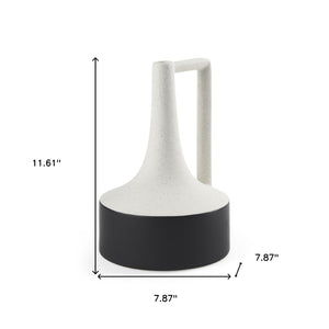 HomeRoots 12" Black and White Ombre Ceramic Jug Vase – Modern Decorative Accent for Home or Office Décor 608605