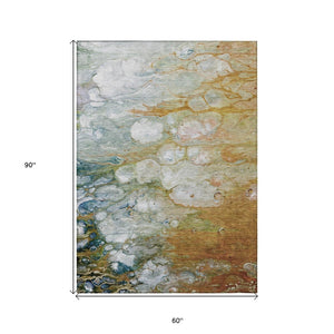 HomeRoots 5' Vibrant Orange Abstract Area Rug - Durable, Washable Indoor/Outdoor Design Perfect for High Traffic Spaces 5' X 8' 608614