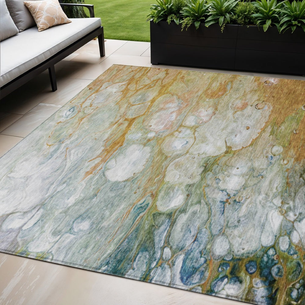 HomeRoots 5' Vibrant Orange Abstract Area Rug - Durable, Washable Indoor/Outdoor Design Perfect for High Traffic Spaces 5' X 8' 608614