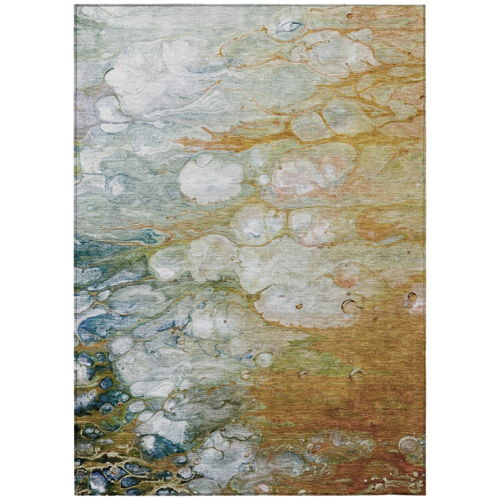 HomeRoots 5' Vibrant Orange Abstract Area Rug - Durable, Washable Indoor/Outdoor Design Perfect for High Traffic Spaces 5' X 8' 608614
