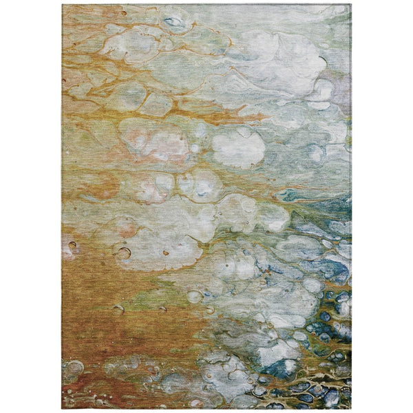 HomeRoots 5' Vibrant Orange Abstract Area Rug - Durable, Washable Indoor/Outdoor Design Perfect for High Traffic Spaces 5' X 8' 608614