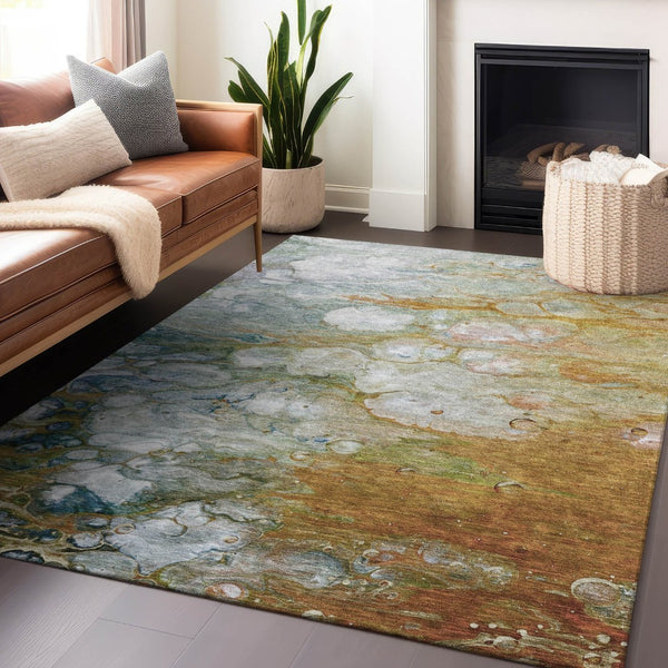 HomeRoots 5' Vibrant Orange Abstract Area Rug - Durable, Washable Indoor/Outdoor Design Perfect for High Traffic Spaces 5' X 8' 608614