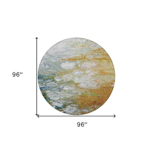 HomeRoots 5' Vibrant Orange Abstract Area Rug - Durable, Washable Indoor/Outdoor Design Perfect for High Traffic Spaces 8' Round 608615