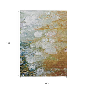 HomeRoots 5' Vibrant Orange Abstract Area Rug - Durable, Washable Indoor/Outdoor Design Perfect for High Traffic Spaces 10' X 14' 608618