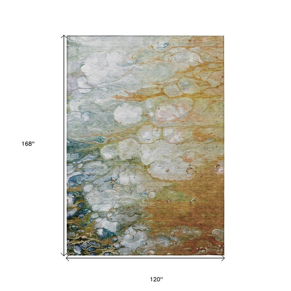 HomeRoots 5' Vibrant Orange Abstract Area Rug - Durable, Washable Indoor/Outdoor Design Perfect for High Traffic Spaces 10' X 14' 608618