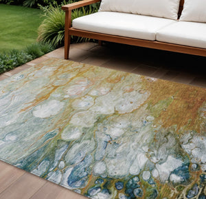 HomeRoots 5' Vibrant Orange Abstract Area Rug - Durable, Washable Indoor/Outdoor Design Perfect for High Traffic Spaces 10' X 14' 608618