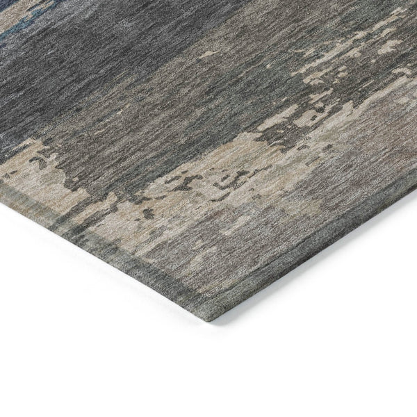 HomeRoots 5' Black Abstract Area Rug - Versatile Indoor Outdoor Design for Modern Spaces, Stain-Resistant & Washable 8' Round 608627