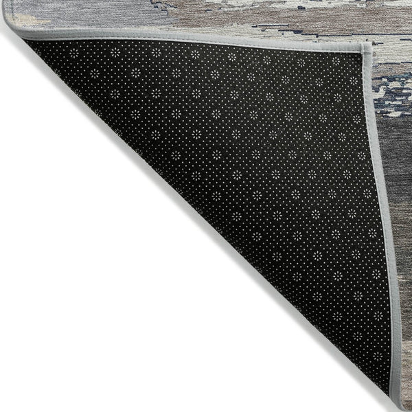 HomeRoots 5' Black Abstract Area Rug - Versatile Indoor Outdoor Design for Modern Spaces, Stain-Resistant & Washable 8' X 10' 608628