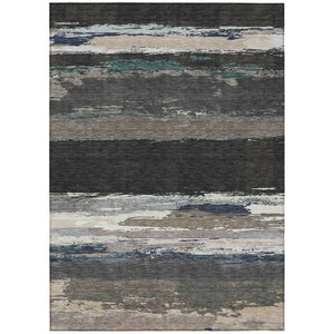 HomeRoots 5' Black Abstract Area Rug - Versatile Indoor Outdoor Design for Modern Spaces, Stain-Resistant & Washable 9' X 12' 608629