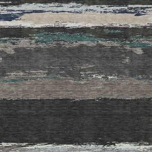 HomeRoots 5' Black Abstract Area Rug - Versatile Indoor Outdoor Design for Modern Spaces, Stain-Resistant & Washable 9' X 12' 608629