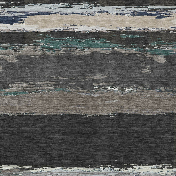 HomeRoots 5' Black Abstract Area Rug - Versatile Indoor Outdoor Design for Modern Spaces, Stain-Resistant & Washable 9' X 12' 608629