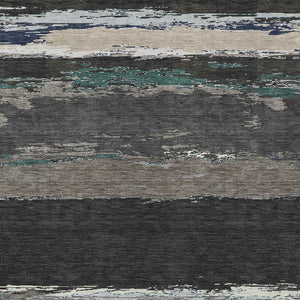 HomeRoots 5' Black Abstract Area Rug - Versatile Indoor Outdoor Design for Modern Spaces, Stain-Resistant & Washable 10' X 14' 608630