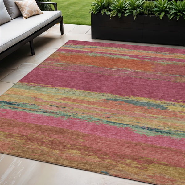 HomeRoots 5' Stylish Blush Abstract Washable Area Rug for Indoor and Outdoor Use – Perfect for High Traffic Spaces 5' X 8' 608632