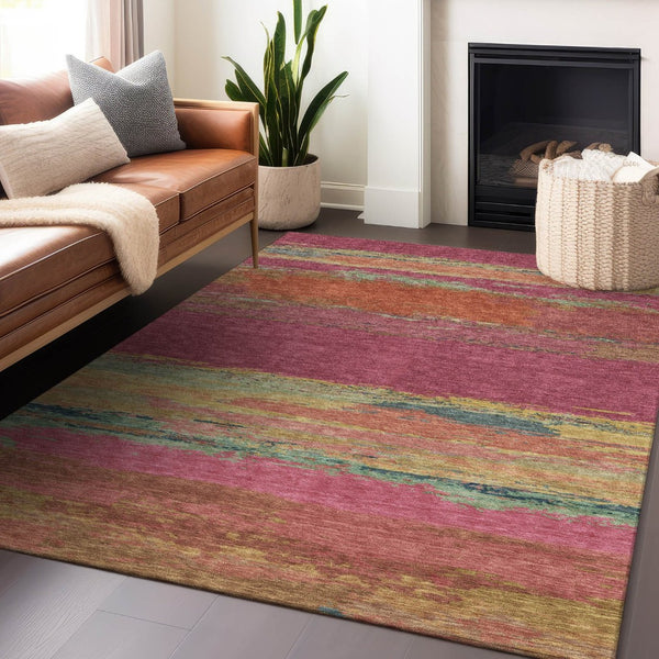 HomeRoots 5' Stylish Blush Abstract Washable Area Rug for Indoor and Outdoor Use – Perfect for High Traffic Spaces 5' X 8' 608632