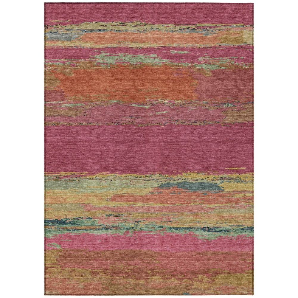 HomeRoots 5' Stylish Blush Abstract Washable Area Rug for Indoor and Outdoor Use – Perfect for High Traffic Spaces 9' X 12' 608635