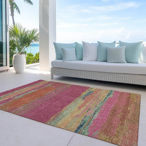 HomeRoots 5' Stylish Blush Abstract Washable Area Rug for Indoor and Outdoor Use – Perfect for High Traffic Spaces 10' X 14' 608636