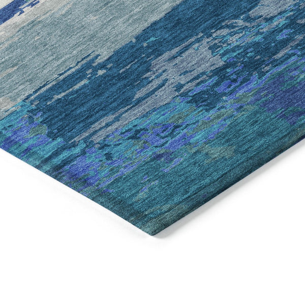 HomeRoots 5' Blue Abstract Indoor Outdoor Area Rug - Contemporary Design, Durable, Machine Washable, Versatile 5' X 8' 608638