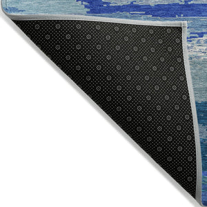 HomeRoots 5' Blue Abstract Indoor Outdoor Area Rug - Contemporary Design, Durable, Machine Washable, Versatile 8' X 10' 608640