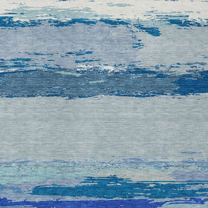 HomeRoots 5' Blue Abstract Indoor Outdoor Area Rug - Contemporary Design, Durable, Machine Washable, Versatile 9' X 12' 608641
