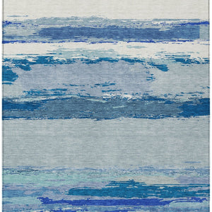 HomeRoots 5' Blue Abstract Indoor Outdoor Area Rug - Contemporary Design, Durable, Machine Washable, Versatile 10' X 14' 608642