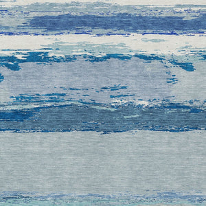 HomeRoots 5' Blue Abstract Indoor Outdoor Area Rug - Contemporary Design, Durable, Machine Washable, Versatile 10' X 14' 608642