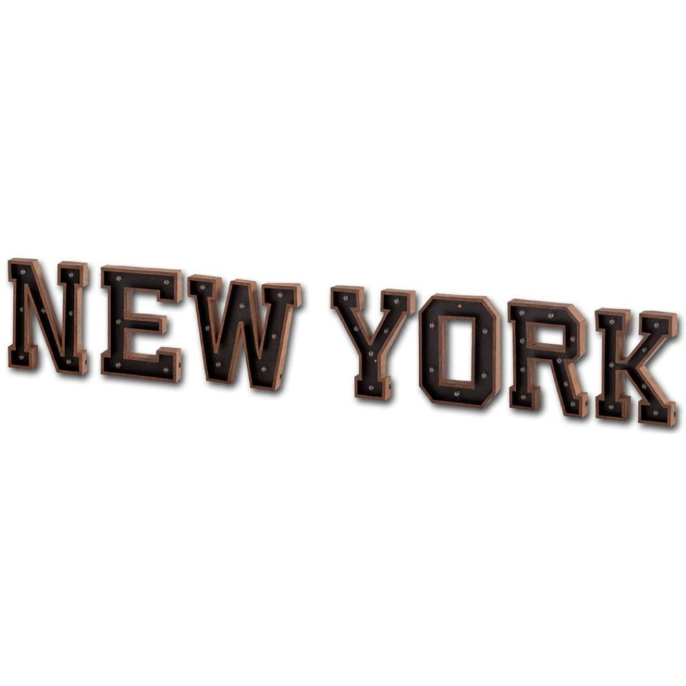 HomeRoots Archera "New York" 110" x 20" Handmade Metal Wall Decor with Integrated Lighting for Any Space 608644