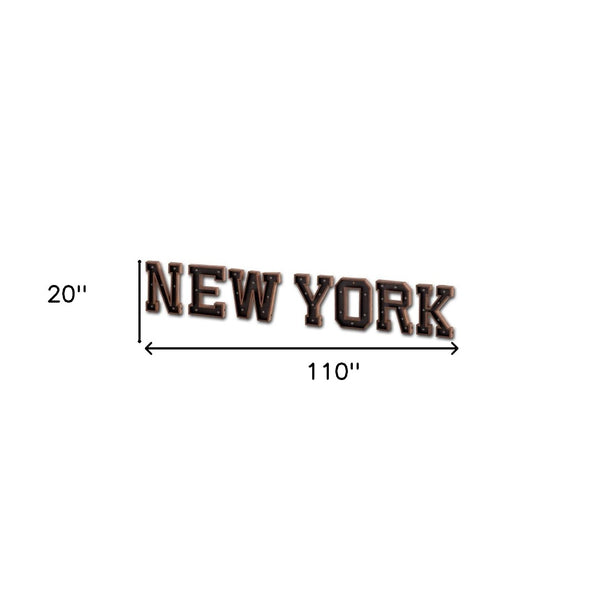 HomeRoots Archera "New York" 110" x 20" Handmade Metal Wall Decor with Integrated Lighting for Any Space 608644