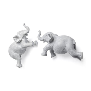 HomeRoots Set of Two Maynard I Gray Elephant Resin Sculptures - Handcrafted Wall Art for Rustic Charm 608653