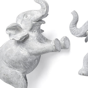 HomeRoots Set of Two Maynard I Gray Elephant Resin Sculptures - Handcrafted Wall Art for Rustic Charm 608653