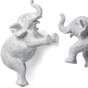 HomeRoots Set of Two Maynard I Gray Elephant Resin Sculptures - Handcrafted Wall Art for Rustic Charm 608653