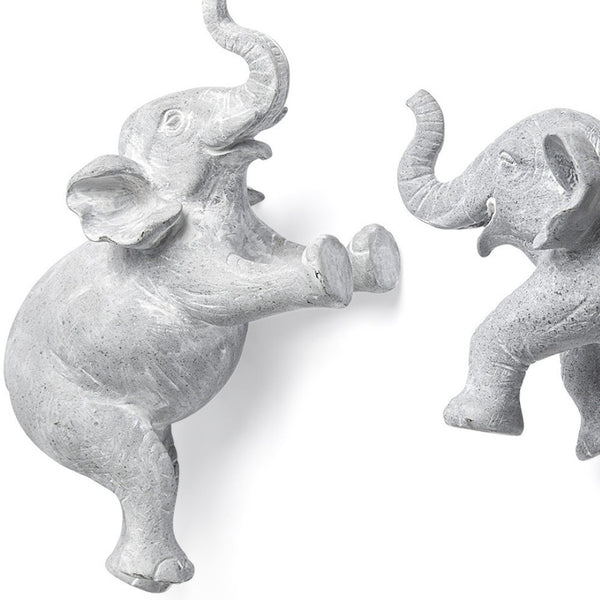 HomeRoots Set of Two Maynard I Gray Elephant Resin Sculptures - Handcrafted Wall Art for Rustic Charm 608653