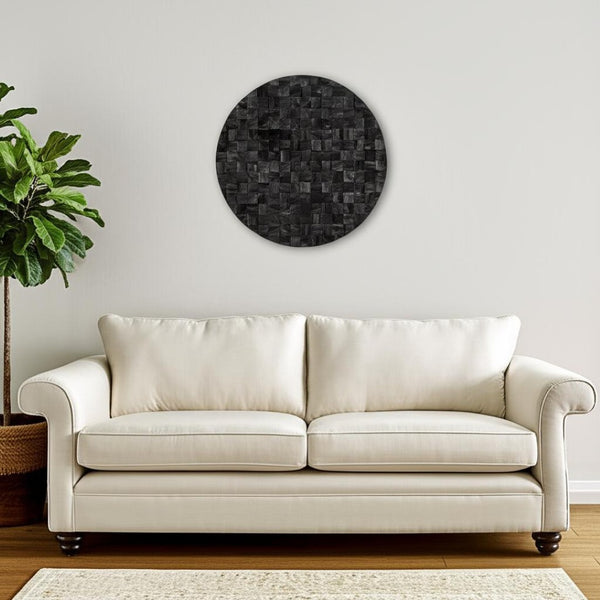 HomeRoots Into the Abyss II 32" Black Geometric Wood Wall Sculpture - Modern Art for Contemporary Spaces 608658