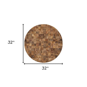 HomeRoots Into the Abyss II 32" Brown Geometric Wood Circle Sculpture - Unique Wall Art for Modern Spaces 608659