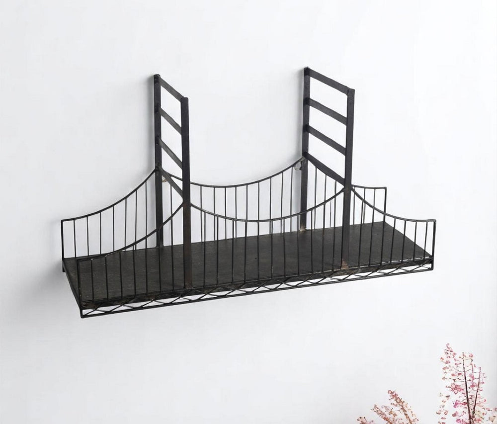 HomeRoots 12" Black Metal Shelf - Industrial-Rustic Wall-Mounted Accent for Books & Decor - Unique Design! 608660