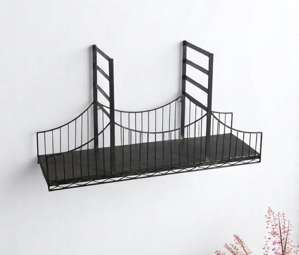 HomeRoots 12" Black Metal Shelf - Industrial-Rustic Wall-Mounted Accent for Books & Decor - Unique Design! 608660