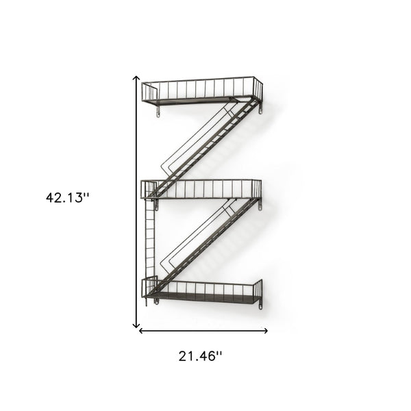 HomeRoots 21" Gunmetal Gray Metal Wall-Mounted Accent Shelf - Industrial Chic Design for Stylish Spaces 608667