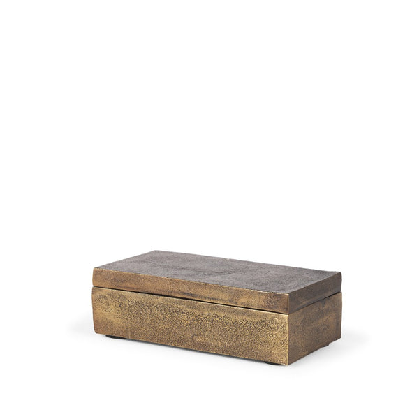 HomeRoots 3" Gold Metal Decorative Box Sculpture - Handcrafted Modern Accent for Elegant Tabletops & Gifts 608687